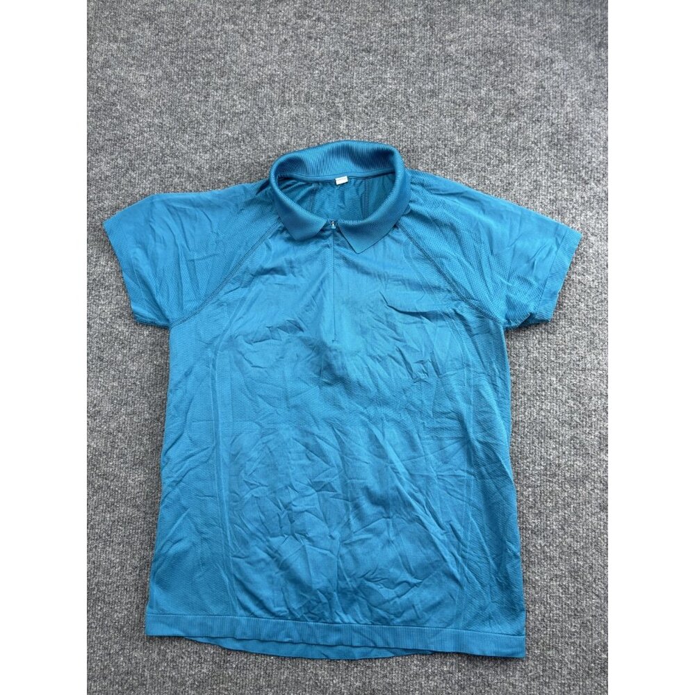 Athleta Shirt Womens‎ Small Blue Cycling Jersey Half Zip Short Sleeve Athletic